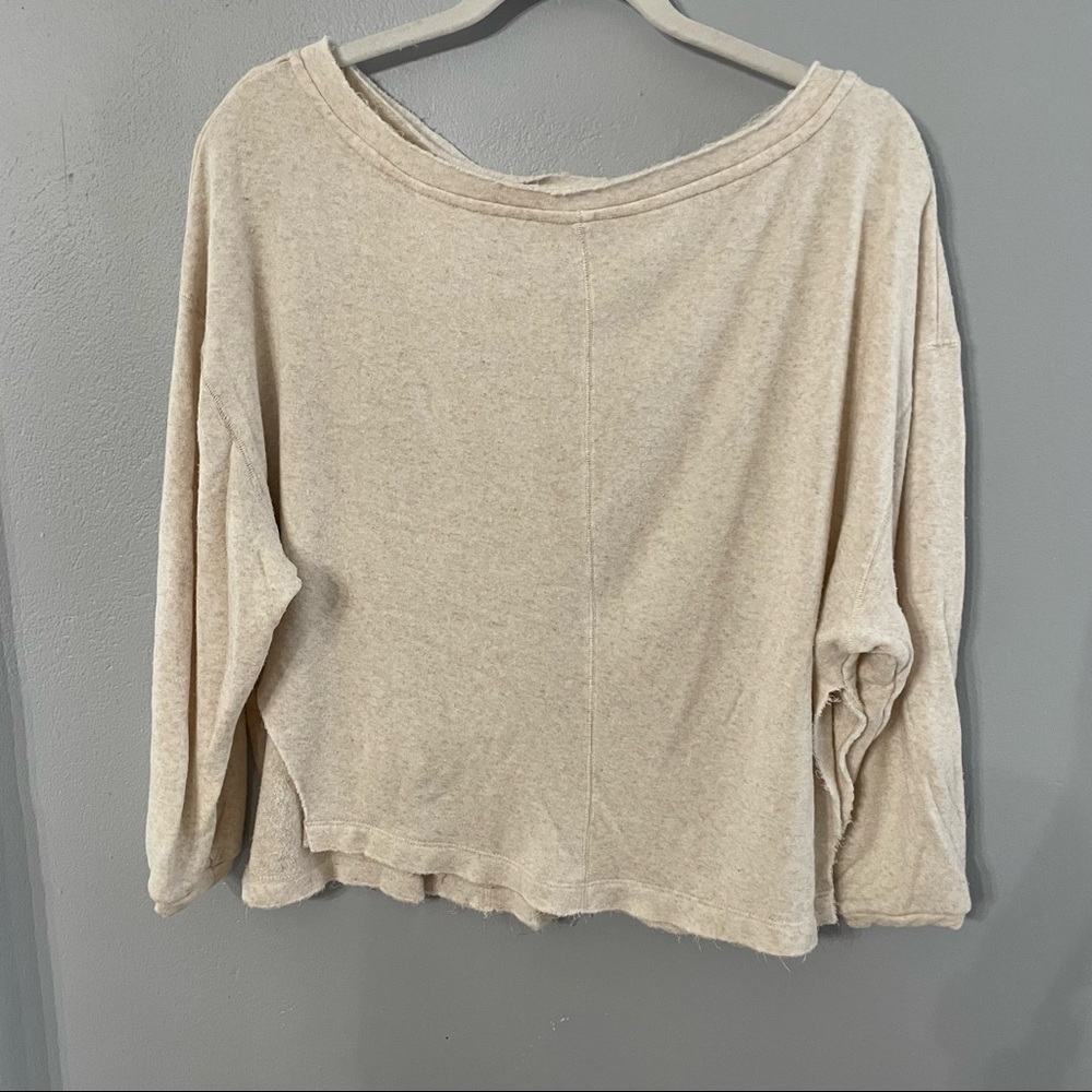 Free People Oatmeal wide neck Terry split side sweater